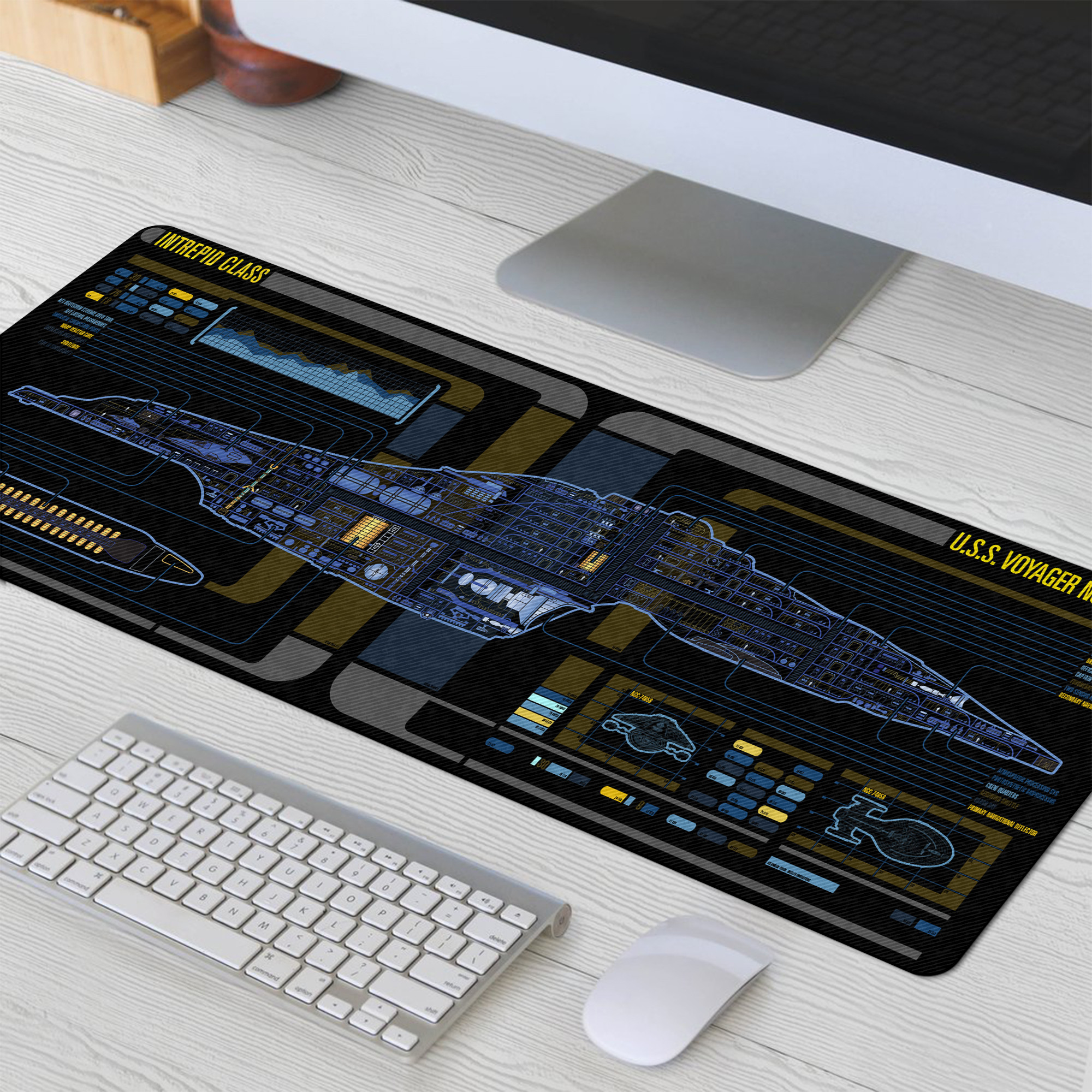 Intrepid Class - USS Voyager LCARS Schematic Desk Mat 1 Intrepid Class - USS Voyager LCARS Schematic Desk Mat