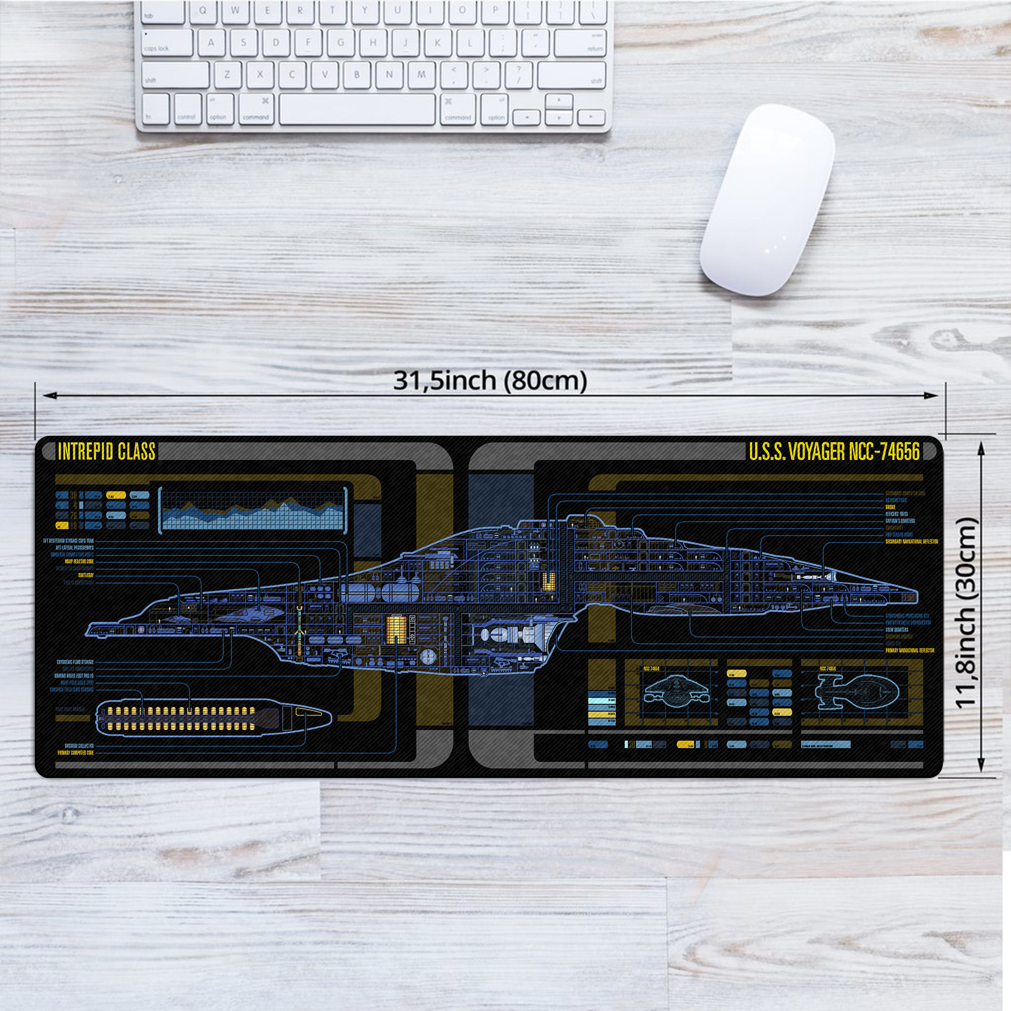 Intrepid Class - USS Voyager LCARS Schematic Desk Mat 2 Intrepid Class - USS Voyager LCARS Schematic Desk Mat - Image 2