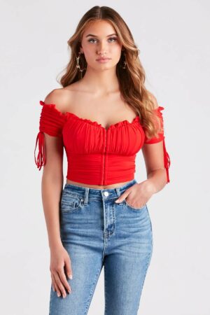 Hooked In Ruched Crop Top