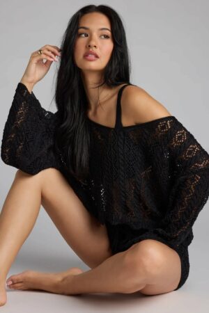 Breezy Nights Crop Crochet Sweater