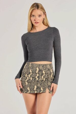 Elevated Edgy Snake Print Denim Mini Skort