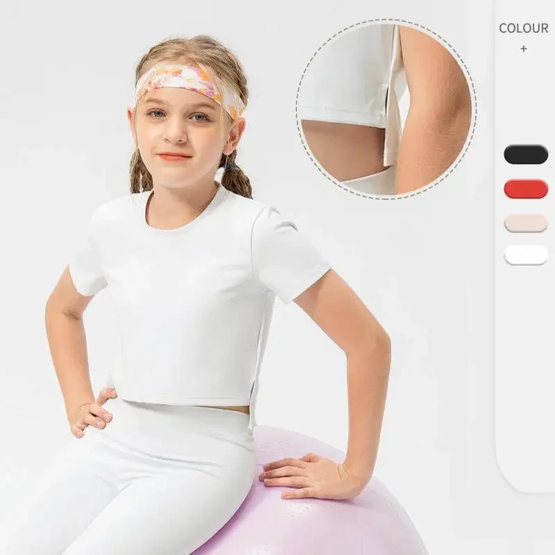 Girls Quick Dry Yoga T-shirt Elastic Running Shirt Fitness Tops Children Dance Badminton Tennis Exercise Training Sports Shirt 2 Girls Quick Dry Yoga T-shirt Elastic Running Shirt Fitness Tops Children Dance Badminton Tennis Exercise Training Sports Shirt - Image 2