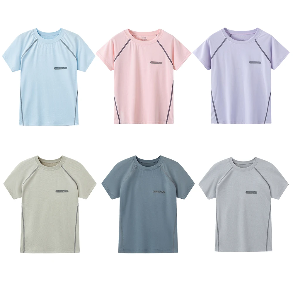 Boys Sports Wear Clothes Girls Sportswear for Kids T-shirt Toddler 4 to 12 Years Mesh Breathable Blue Pink Tees 2 Boys Sports Wear Clothes Girls Sportswear for Kids T-shirt Toddler 4 to 12 Years Mesh Breathable Blue Pink Tees - Image 2