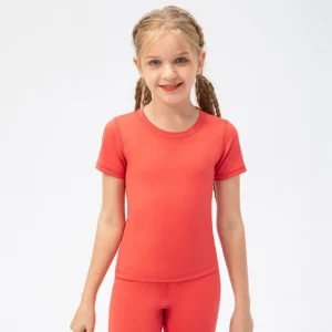 Girls Kid Quick Dry Sport T-shirt Fitness Short Sleeve Tee Shirt Children Yoga Sports Running Dancing Tank Tops Summer