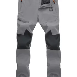 Men's Winter Thicken Fleece Hiking Pants Warm Waterproof Outdoor Ski Camping Fishing Work Trousers with Zip Pockets