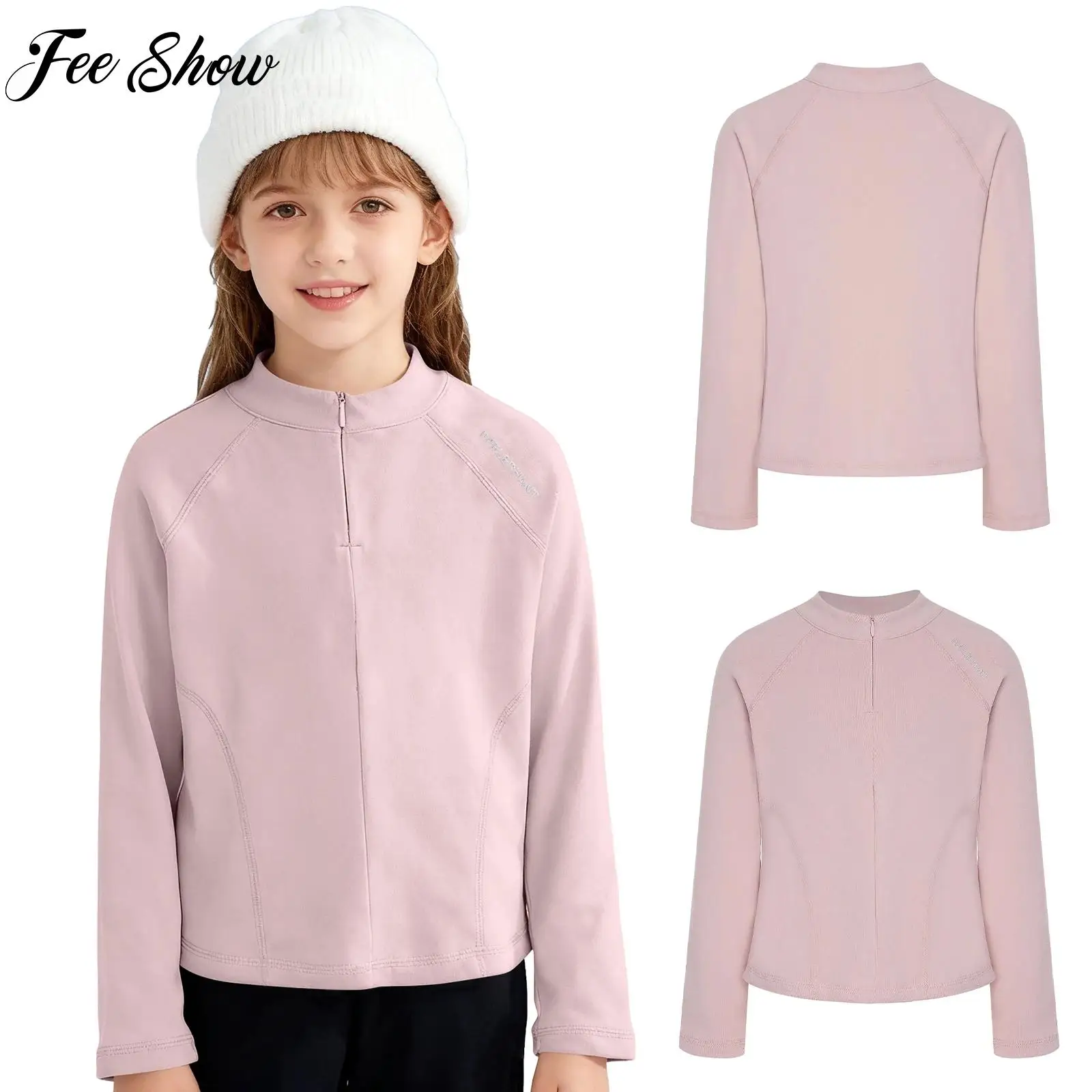 Girls Thermal Tops Kid Pullover Long Sleeve Solid Color T-Shirt Undershirt Base Layer Child Yoga Pilates Workout Running Clothes 2 Girls Thermal Tops Kid Pullover Long Sleeve Solid Color T-Shirt Undershirt Base Layer Child Yoga Pilates Workout Running Clothes - Image 2