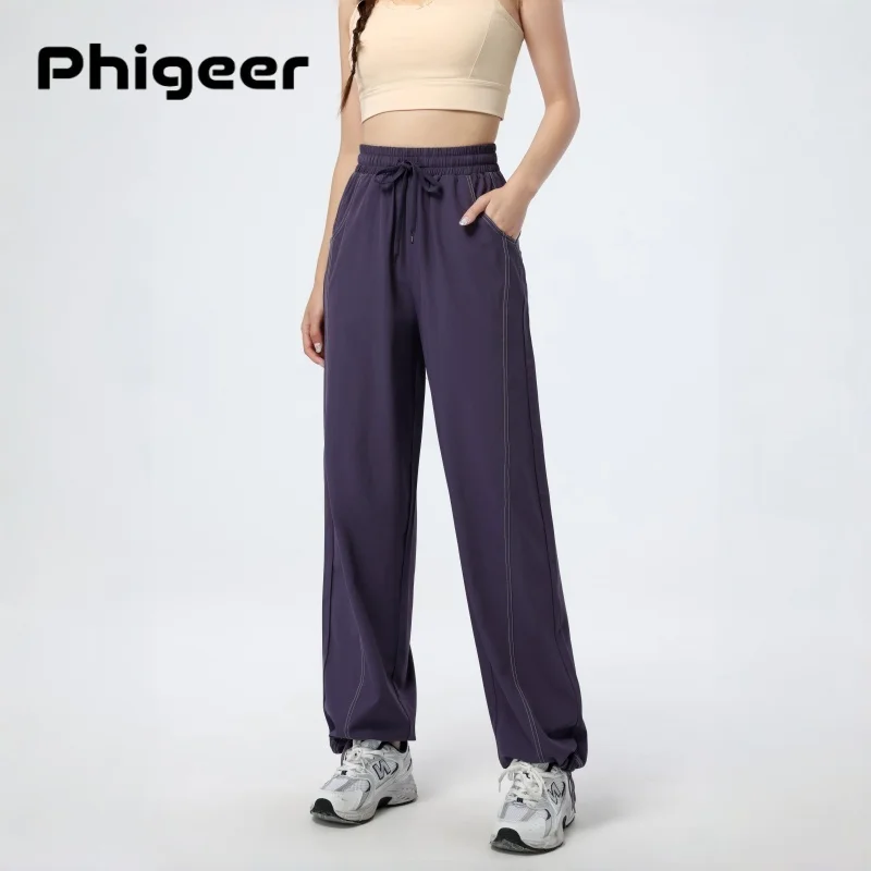 Women's Sports Pants, Baggy Straight Track Pants, Striped Joggers with Pockets, Women Breathable Wide Legs Sweatpants 2 Women's Sports Pants, Baggy Straight Track Pants, Striped Joggers with Pockets, Women Breathable Wide Legs Sweatpants - Image 2