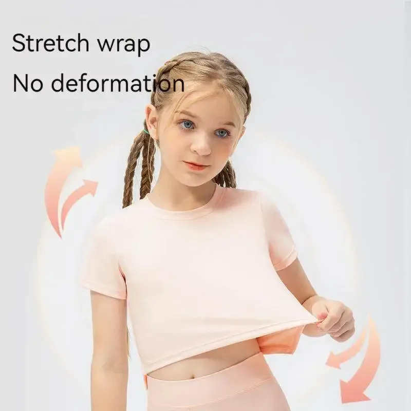 Girls Quick Dry Yoga T-shirt Elastic Running Shirt Fitness Tops Children Dance Badminton Tennis Exercise Training Sports Shirt 3 Girls Quick Dry Yoga T-shirt Elastic Running Shirt Fitness Tops Children Dance Badminton Tennis Exercise Training Sports Shirt - Image 3