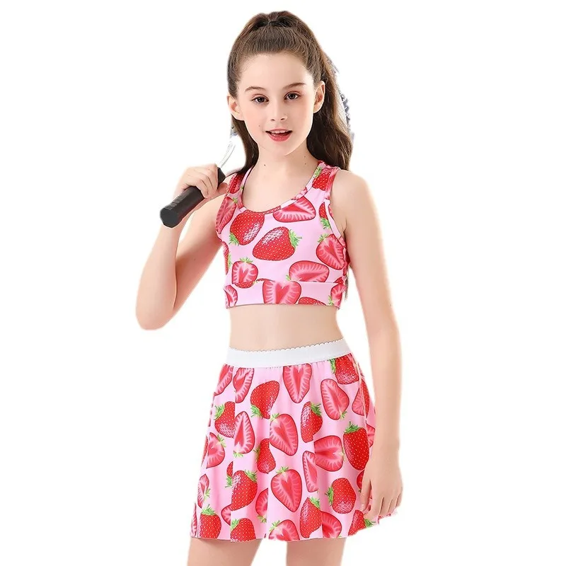 Girls Tennis Skirts Set with Sleeveless Tank Top and Skorts 3 Girls Tennis Skirts Set with Sleeveless Tank Top and Skorts - Image 3