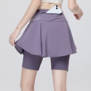 Women's Tennis Skirts, High Waisted 2 in 1 Sports Skirt with Pockets , Athletic Skorts for Running Badminton, Golf Wear