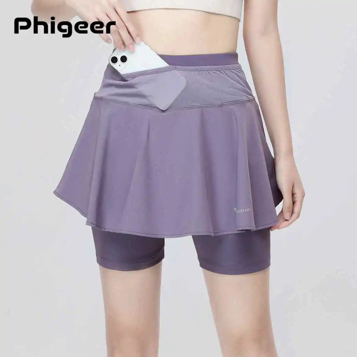 Women's Tennis Skirts, High Waisted 2 in 1 Sports Skirt with Pockets , Athletic Skorts for Running Badminton, Golf Wear 2 Women's Tennis Skirts, High Waisted 2 in 1 Sports Skirt with Pockets , Athletic Skorts for Running Badminton, Golf Wear - Image 2