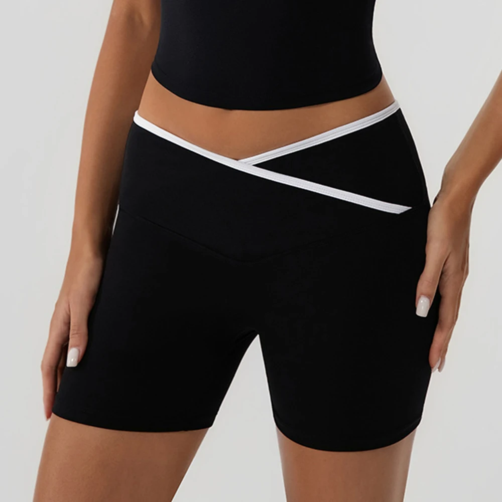 Cross Waist Cycling Shorts Women High Waisted Yoga Pants Leisure Female Gym Workout Sports Shorts Indoor Outdoor Short Leggings 3 Cross Waist Cycling Shorts Women High Waisted Yoga Pants Leisure Female Gym Workout Sports Shorts Indoor Outdoor Short Leggings - Image 3