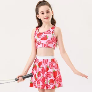 Girls Tennis Skirts Set with Sleeveless Tank Top and Skorts