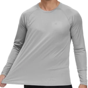 Men UPF 50+ Long Sleeve T-Shirt, Rash Guard Breathable Tops, Pullover Shirt for Sport Fishing Hiking Workout Outdoor Beach