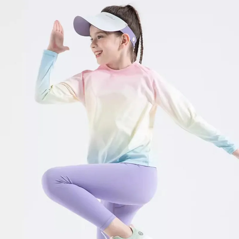 Children's Yoga Shirts Long Sleeve Boys Girls Sports Tops Gradient Loose Kids Sportswear Gym Tees Quick-dry T-shirts For Fitness 4 Children's Yoga Shirts Long Sleeve Boys Girls Sports Tops Gradient Loose Kids Sportswear Gym Tees Quick-dry T-shirts For Fitness - Image 4