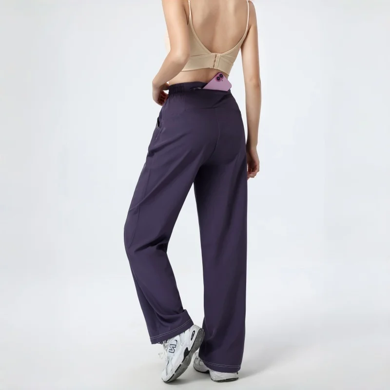 Women's Sports Pants, Baggy Straight Track Pants, Striped Joggers with Pockets, Women Breathable Wide Legs Sweatpants 3 Women's Sports Pants, Baggy Straight Track Pants, Striped Joggers with Pockets, Women Breathable Wide Legs Sweatpants - Image 3