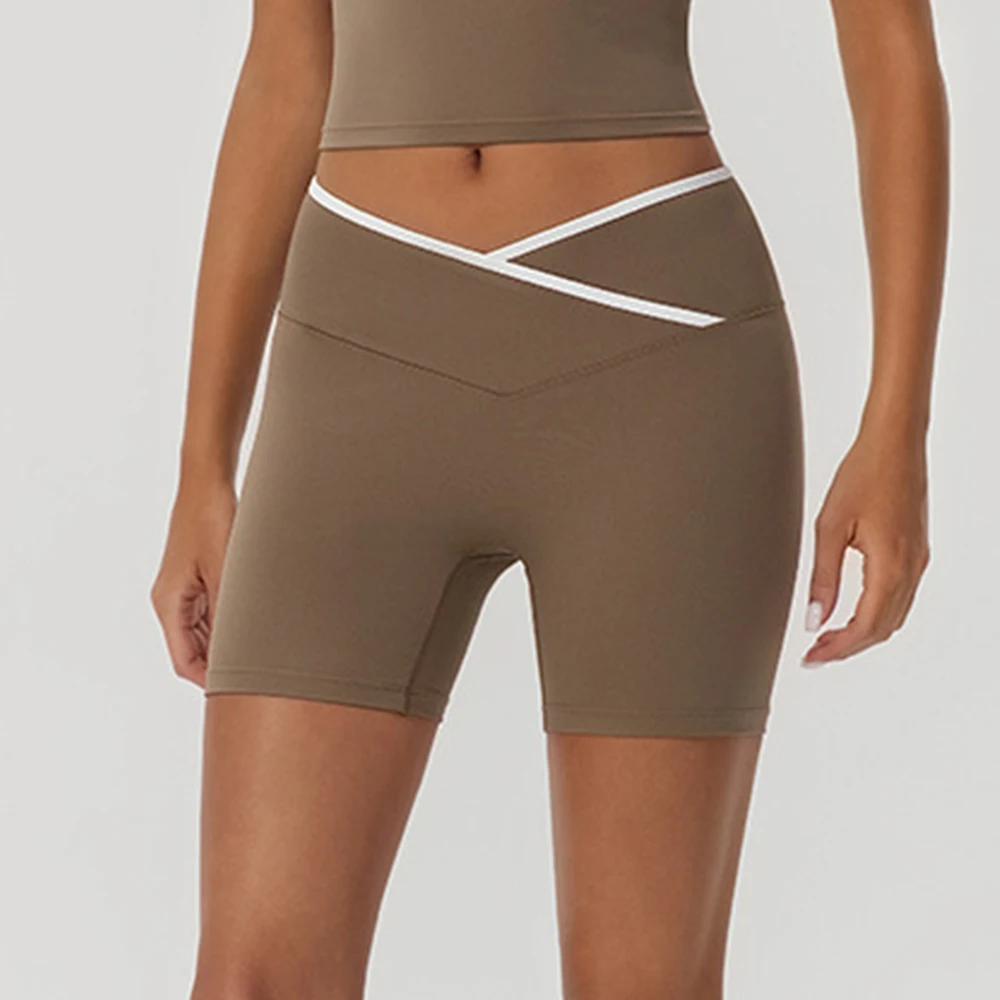 Cross Waist Cycling Shorts Women High Waisted Yoga Pants Leisure Female Gym Workout Sports Shorts Indoor Outdoor Short Leggings 5 Cross Waist Cycling Shorts Women High Waisted Yoga Pants Leisure Female Gym Workout Sports Shorts Indoor Outdoor Short Leggings - Image 5