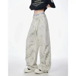 Outdoor Men's Long Pants Mens Tie-dyed Running Pants Mens Skateboarding Sports Pants Fashionable Teenagers Draping Sports Pants