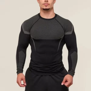 Men's Long-Sleeved Sports Running T-Shirt Tight Tops Fitness Tees