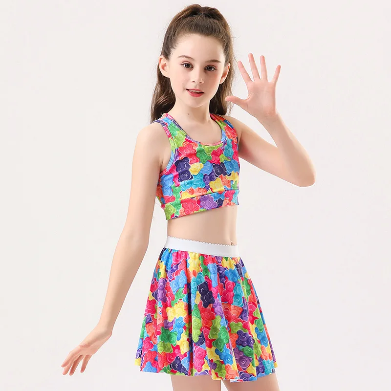 Girls Tennis Skirts Set with Sleeveless Tank Top and Skorts 5 Girls Tennis Skirts Set with Sleeveless Tank Top and Skorts - Image 5