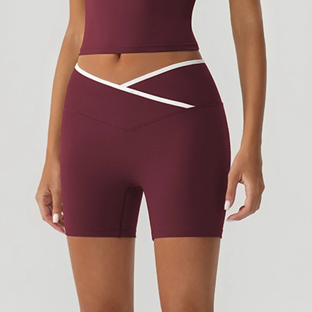 Cross Waist Cycling Shorts Women High Waisted Yoga Pants Leisure Female Gym Workout Sports Shorts Indoor Outdoor Short Leggings 1 Cross Waist Cycling Shorts Women High Waisted Yoga Pants Leisure Female Gym Workout Sports Shorts Indoor Outdoor Short Leggings