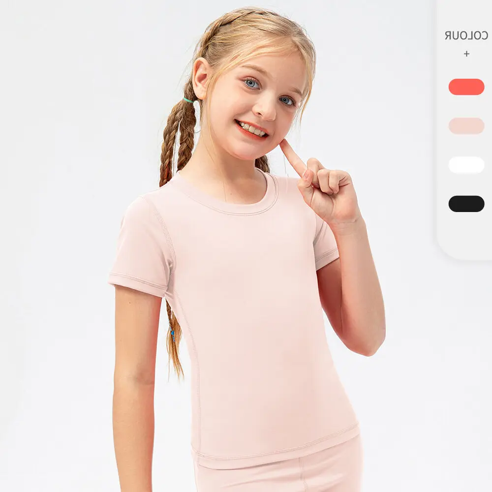 Girls Kid Quick Dry Sport T-shirt Fitness Short Sleeve Tee Shirt Children Yoga Sports Running Dancing Tank Tops Summer 2 Girls Kid Quick Dry Sport T-shirt Fitness Short Sleeve Tee Shirt Children Yoga Sports Running Dancing Tank Tops Summer - Image 2