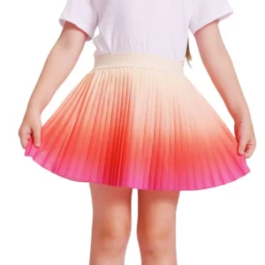 Children Girls Tennis Skirt Gradient Color Pleated High Waist Skirt Casual tie-dye Mini A-Line Skirt Built-in Bottoms