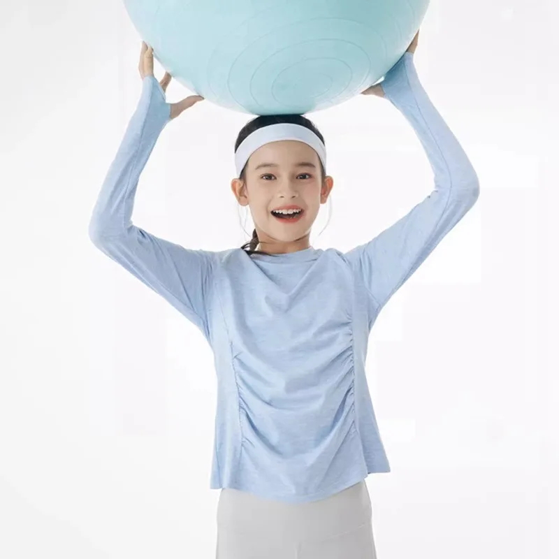 Girls Long Sleeved Shirt Tennis Children Outdoor Sports T-Shirts Lightweight Athletic Quick Dry Running Tee Fitness Yoga Clothes 2 Girls Long Sleeved Shirt Tennis Children Outdoor Sports T-Shirts Lightweight Athletic Quick Dry Running Tee Fitness Yoga Clothes - Image 2