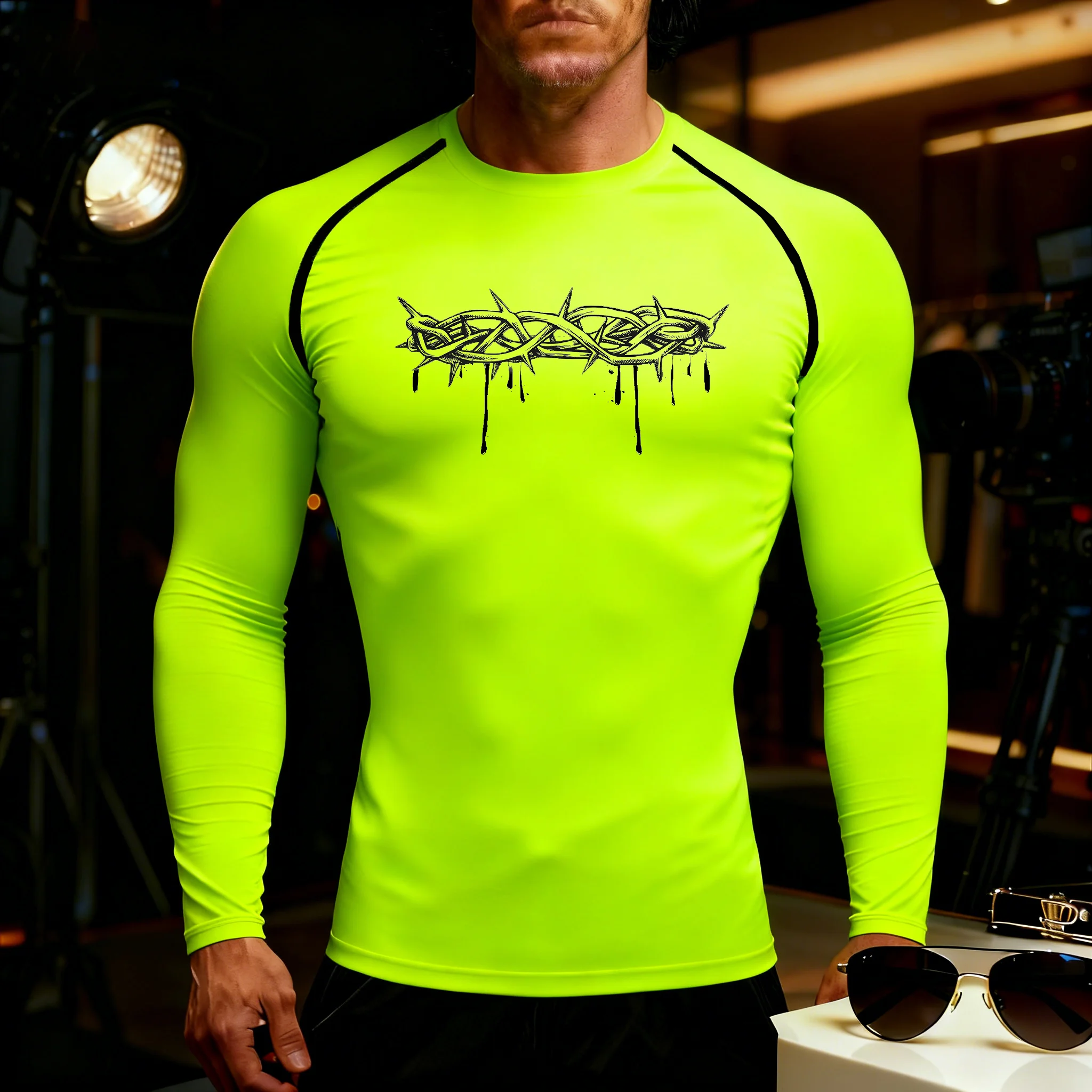 Men‘s Thorns print Compression Running T-Shirt Fitness Tight Long Sleeve Sport T-shirt Training Jogging Shirts Quick Dry Clothes 1 Men‘s Thorns print Compression Running T-Shirt Fitness Tight Long Sleeve Sport T-shirt Training Jogging Shirts Quick Dry Clothes