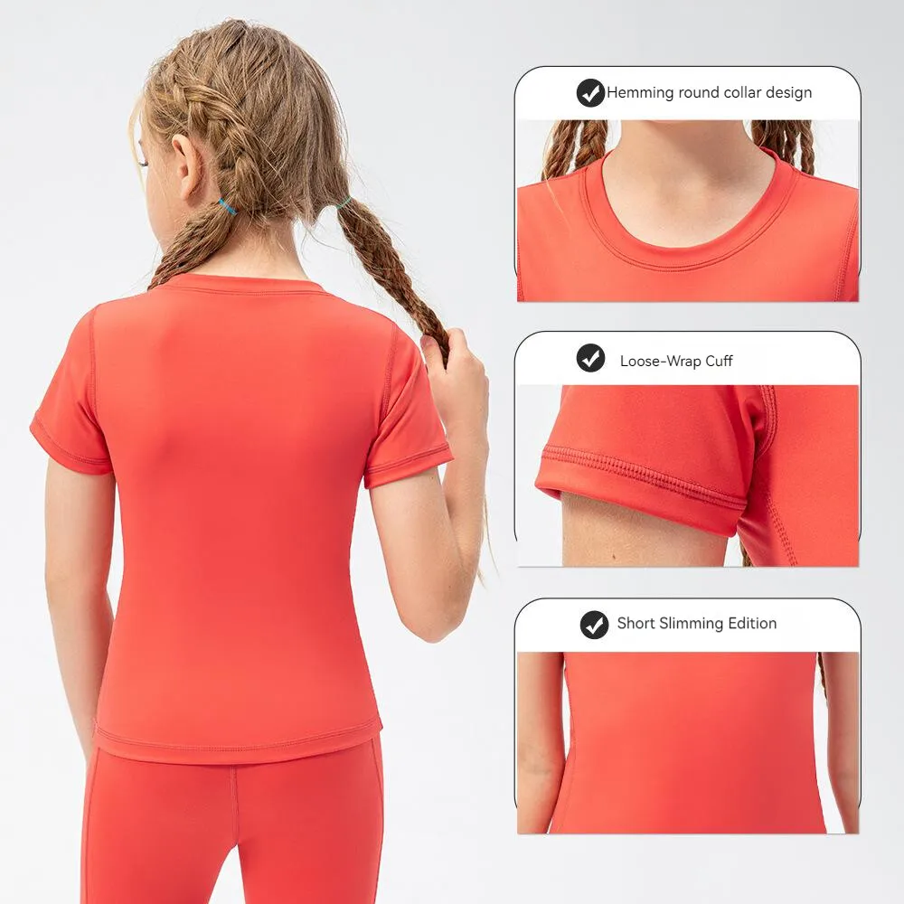 Girls Kid Quick Dry Sport T-shirt Fitness Short Sleeve Tee Shirt Children Yoga Sports Running Dancing Tank Tops Summer 3 Girls Kid Quick Dry Sport T-shirt Fitness Short Sleeve Tee Shirt Children Yoga Sports Running Dancing Tank Tops Summer - Image 3