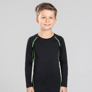 Kids Boys Sports Compression T-shirt Long Sleeved Velvet Sportswear