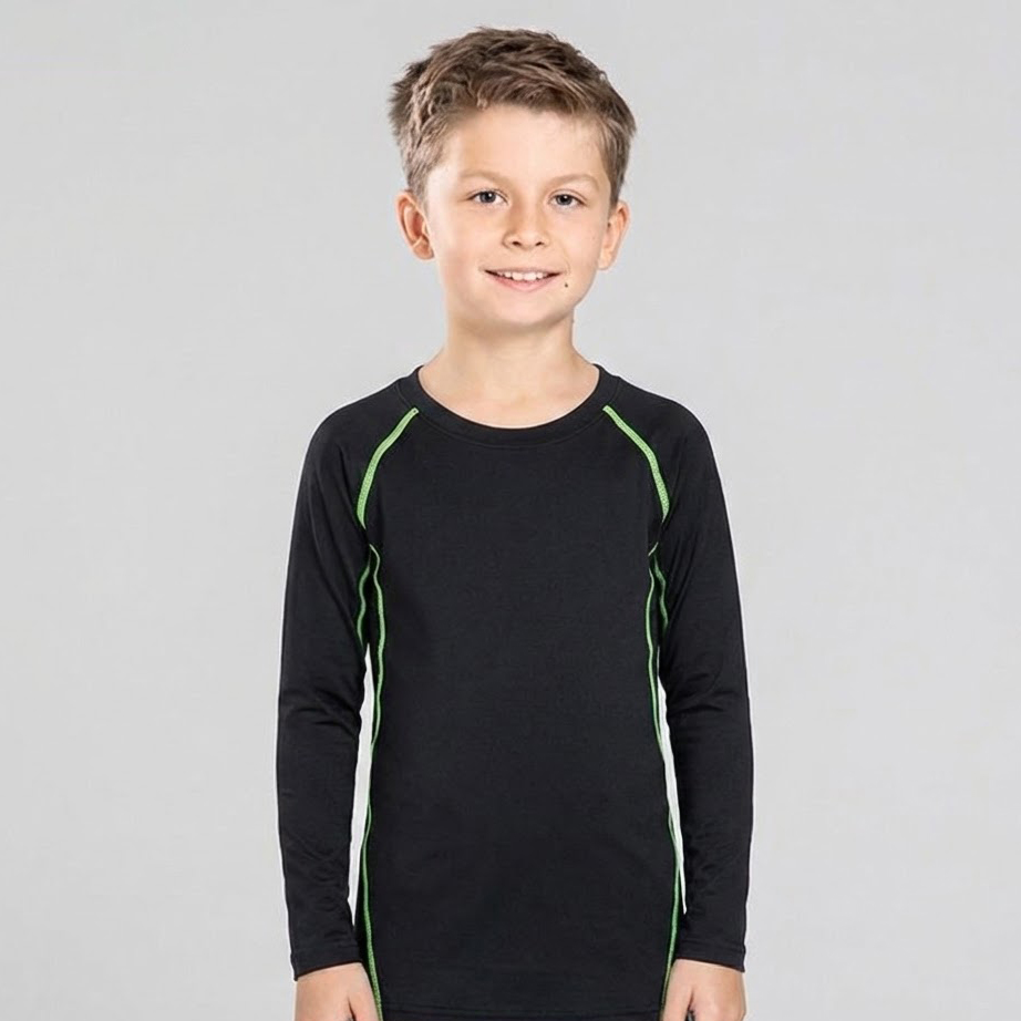 Kids Boys Sports Compression T-shirt Long Sleeved Velvet Sportswear 1 Kids Boys Sports Compression T-shirt Long Sleeved Velvet Sportswear