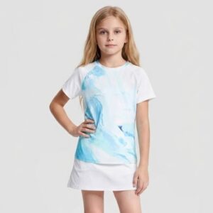 Girls Sports Shirt Summer Kids Yoga Tee Running Fitness Breathable Shirt