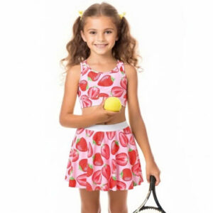 Girls Tennis Skirts Set with Sleeveless Tank Top and Skorts
