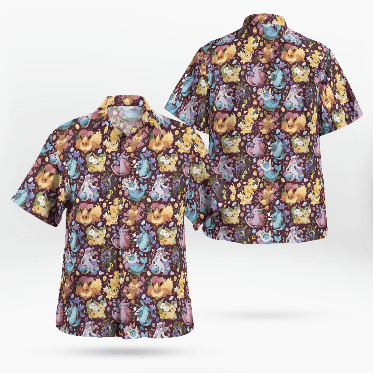 Eeveelutions Seamless Pattern Hawaiian Shirt 1 Eeveelutions Seamless Pattern Hawaiian Shirt
