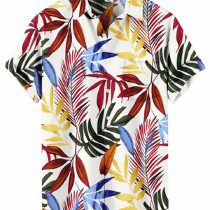 Palm Leaves Hawaiian Shirt – White Tropical