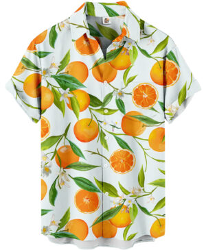 Orange Citrus Hawaiian Shirt &ndash; Light Blue