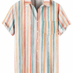 Pastel Striped  Hawaiian Shirt – Casual Summer Fit