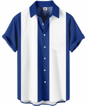 Color Block Hawaiian Shirt &ndash; Blue and White
