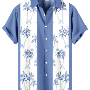 Palm Tree Hawaiian Shirt – Blue and White