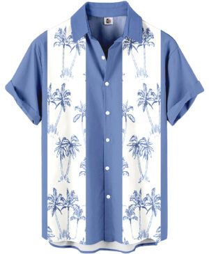 Palm Tree Hawaiian Shirt – Blue and White