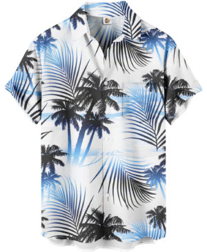 Palm Tree Hawaiian Shirt – Blue and White