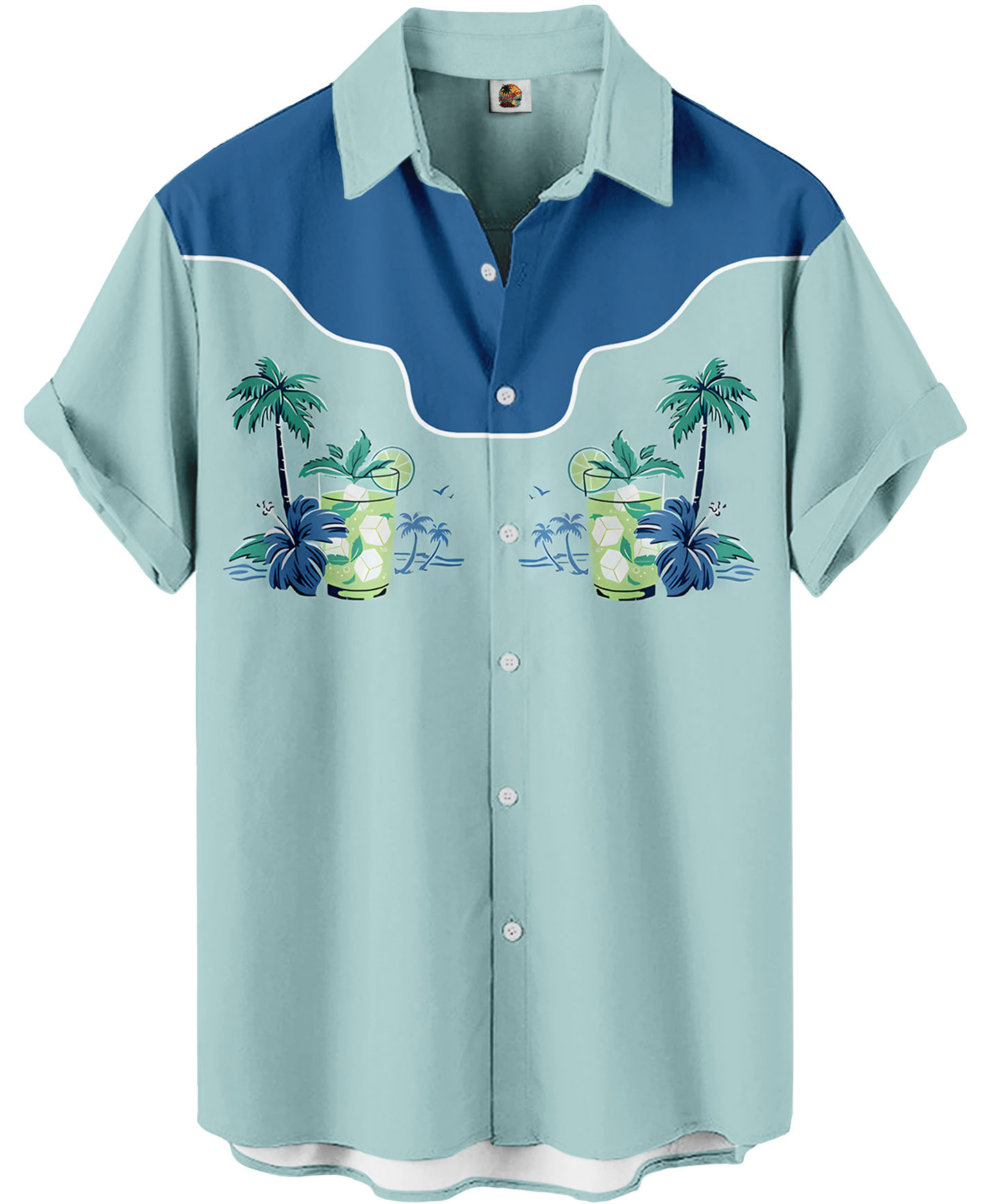 Tropical Print Palm Trees Mint Green Casual Beach Wear Hawaiian Shirt 1 Tropical Print Palm Trees Mint Green Casual Beach Wear Hawaiian Shirt