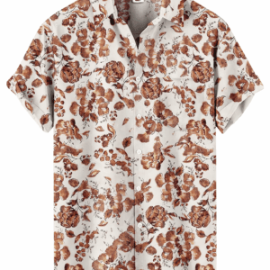 Floral Hawaiian Shirt – White and Coral Pink