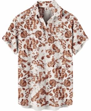 Floral Hawaiian Shirt &ndash; White and Coral Pink