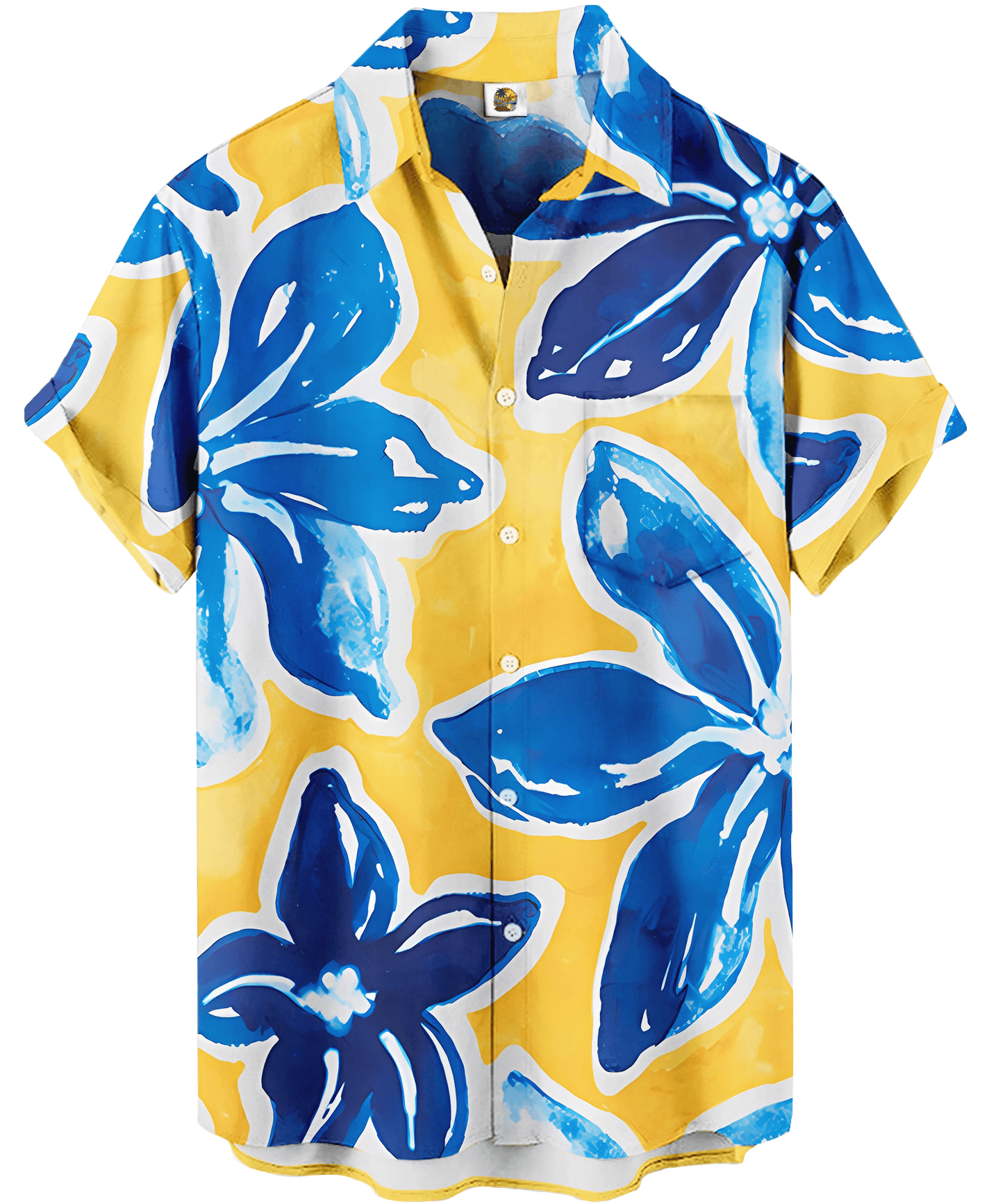 Blue and Yellow Floral Hawaiian Shirt – Tropical 1 Blue and Yellow Floral Hawaiian Shirt – Tropical