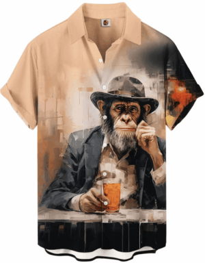 Chimpanzee Bar Hawaiian Shirt &ndash; Novelty Casual