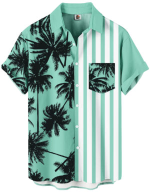 Mint Green Hawaiian Shirt &ndash; Palm Tree Print