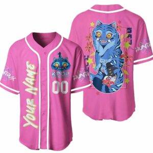 Kpop Demon Hunters Derpy Tiger Baseball Jersey Pink