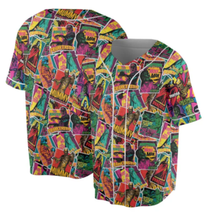 Retro Halloween Monsters Spooky Baseball Jersey
